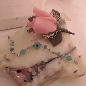 925 STERLING SILVER AQUA & TEAL QUARTZ 7" BRACELET